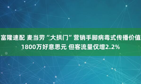 富隆速配 麦当劳“大拱门”营销手脚病毒式传播价值1800万好意思元 但客流量仅增2.2%