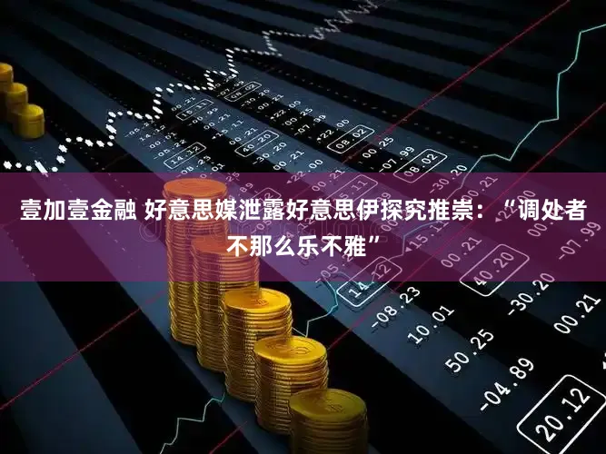 壹加壹金融 好意思媒泄露好意思伊探究推崇:“调处者不那么乐不雅”