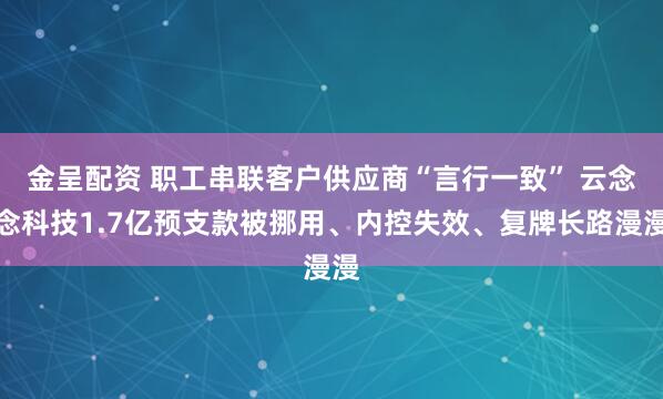 金呈配资 职工串联客户供应商“言行一致” 云念念科技1.7亿预支款被挪用、内控失效、复牌长路漫漫